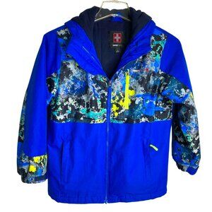 SwissTech Boys Blue Camo Hooded Winter Jacket With Fleece Lining L (10-12)
